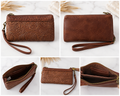 Rustic Bloom Wristlet Wallet – Cognac Brown