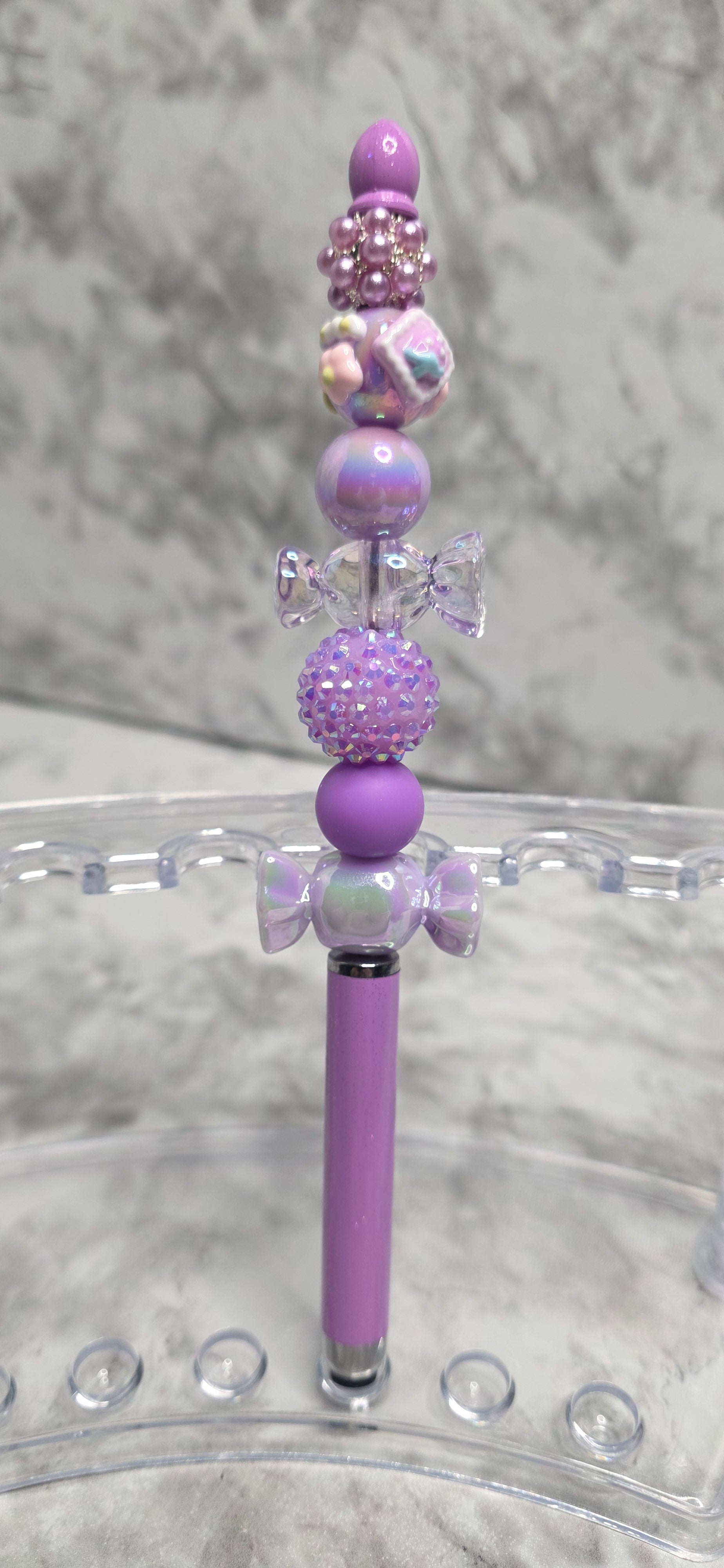 Pastel Candy Dream Stylus Pen – Purple Iridescent Beaded Touchscreen Pen