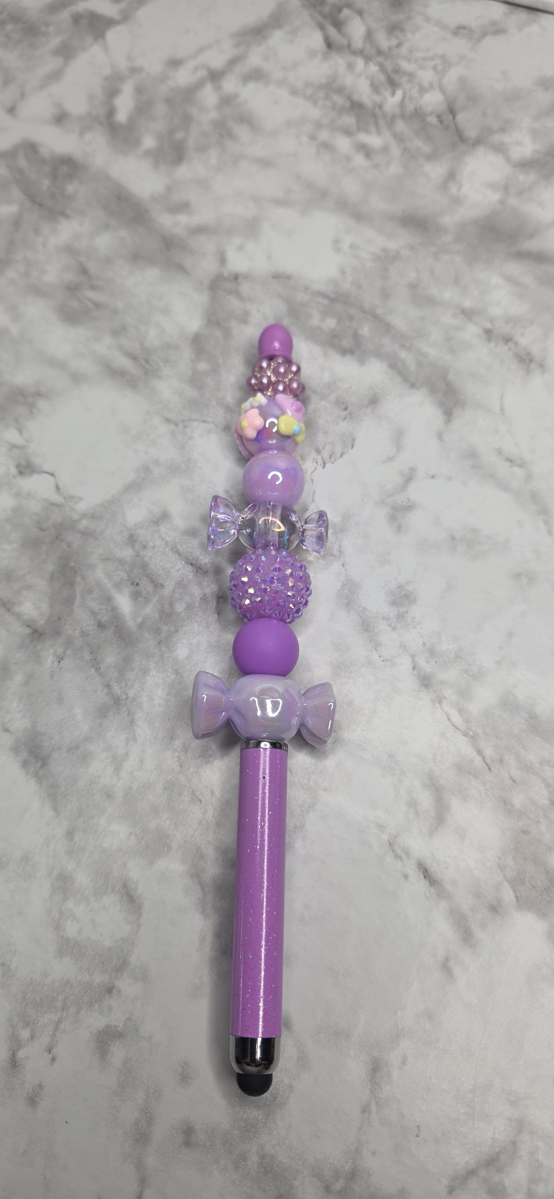 Pastel Candy Dream Stylus Pen – Purple Iridescent Beaded Touchscreen Pen