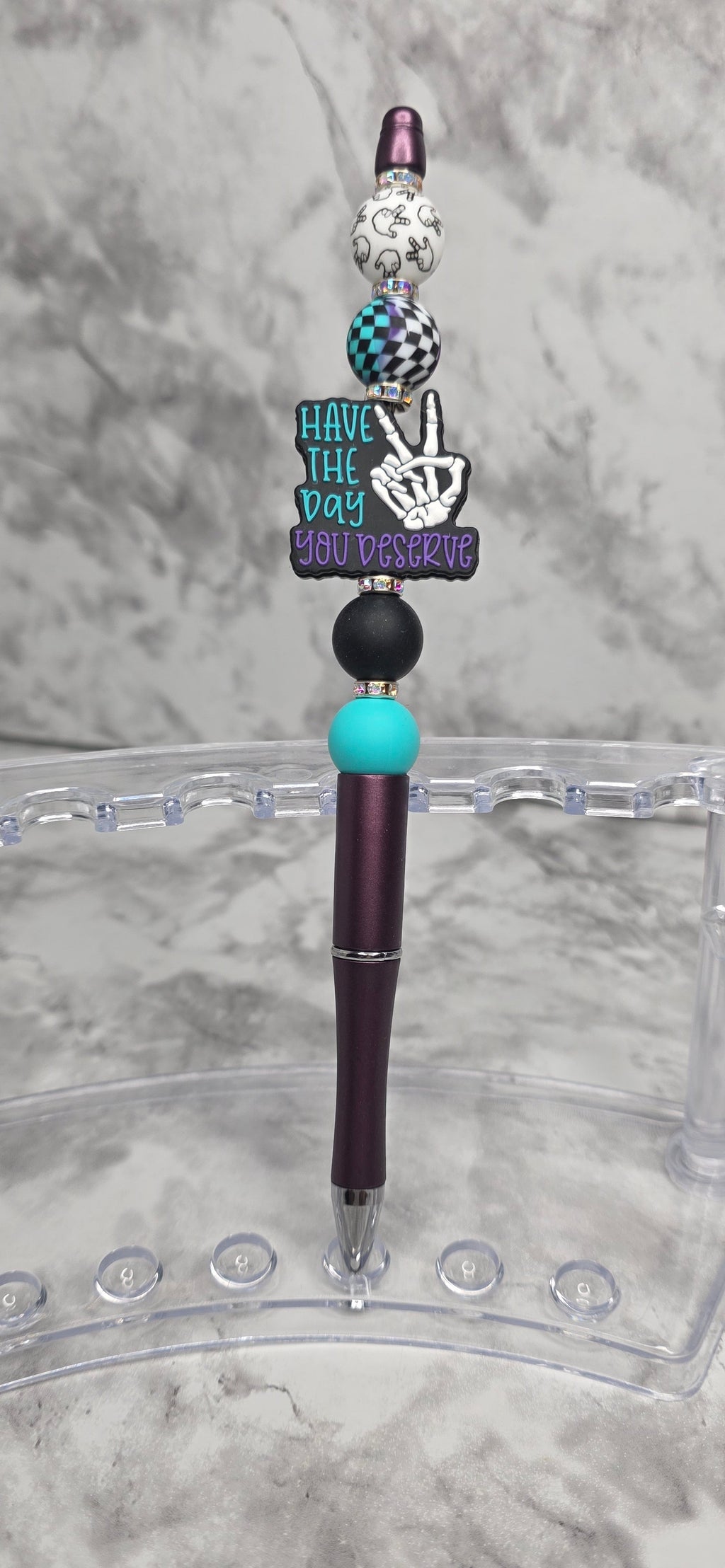 Motivational Beaded Pen – “Have the Day You Deserve” Statement Pen