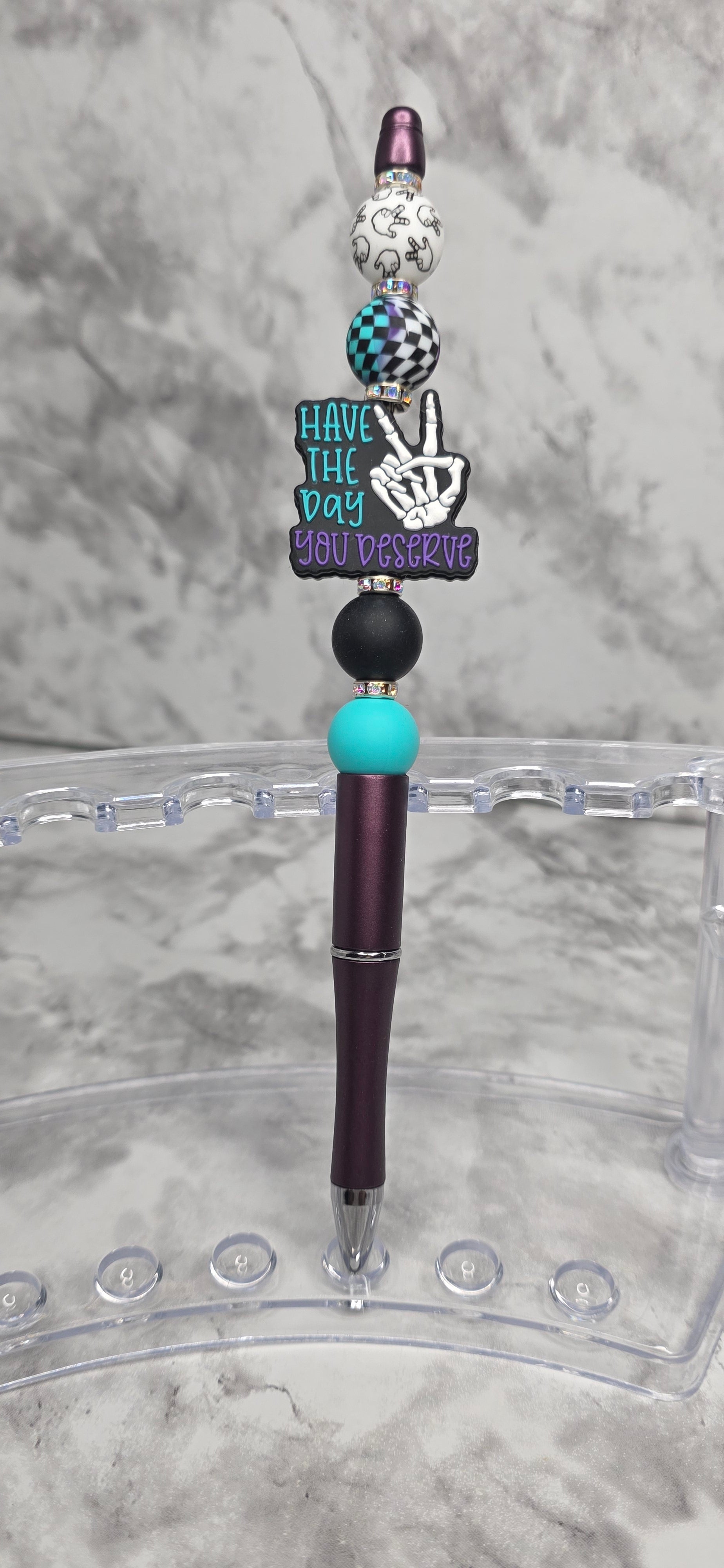 Motivational Beaded Pen – “Have the Day You Deserve” Statement Pen