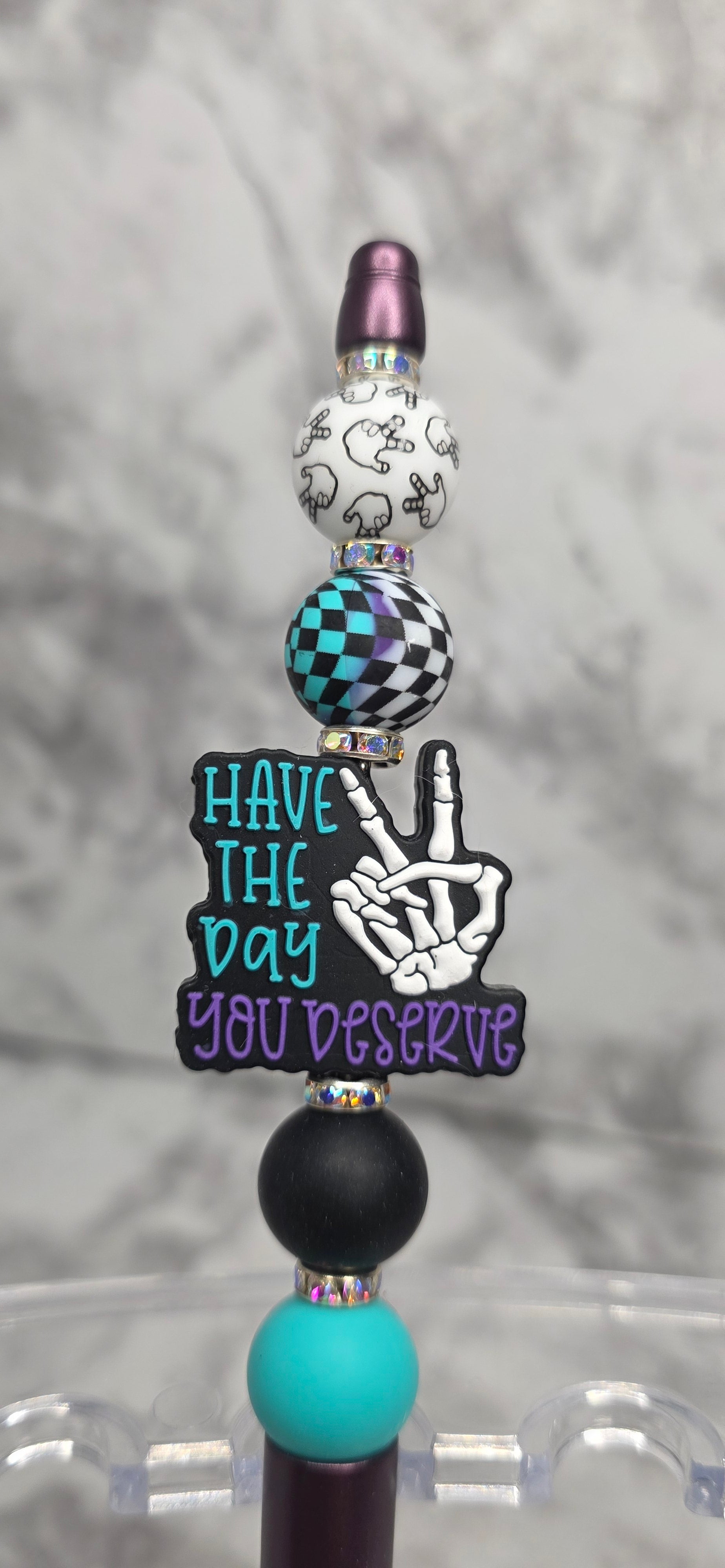 Motivational Beaded Pen – “Have the Day You Deserve” Statement Pen
