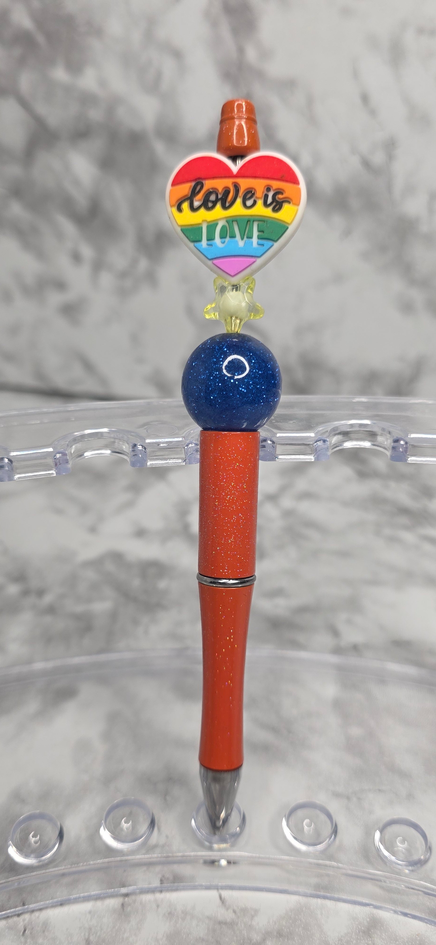 Love Is Love Rainbow Heart Beaded Pen – Colorful Statement Pen