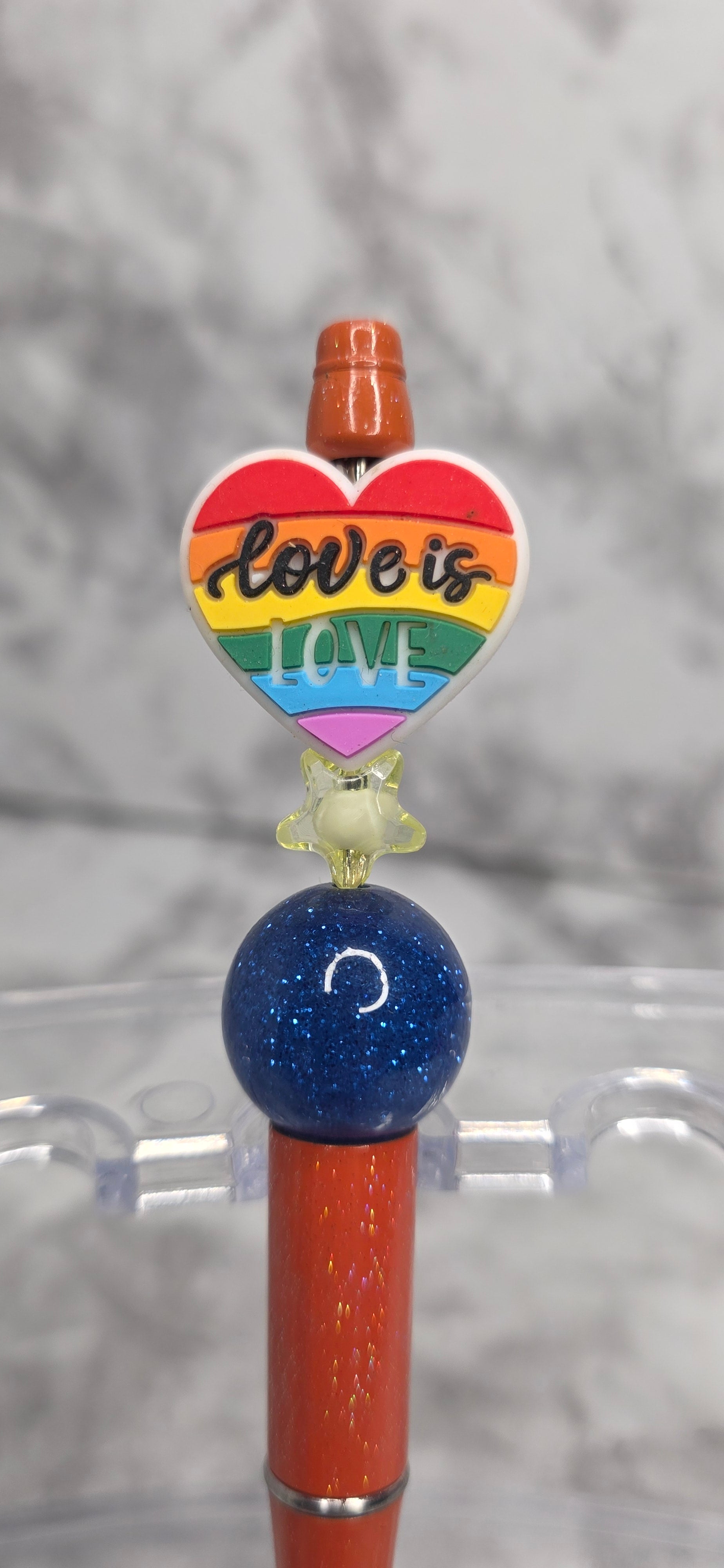 Love Is Love Rainbow Heart Beaded Pen – Colorful Statement Pen