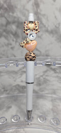 Leopard Hello Kitty Beaded Pen – Neutral Glam Statement Pen