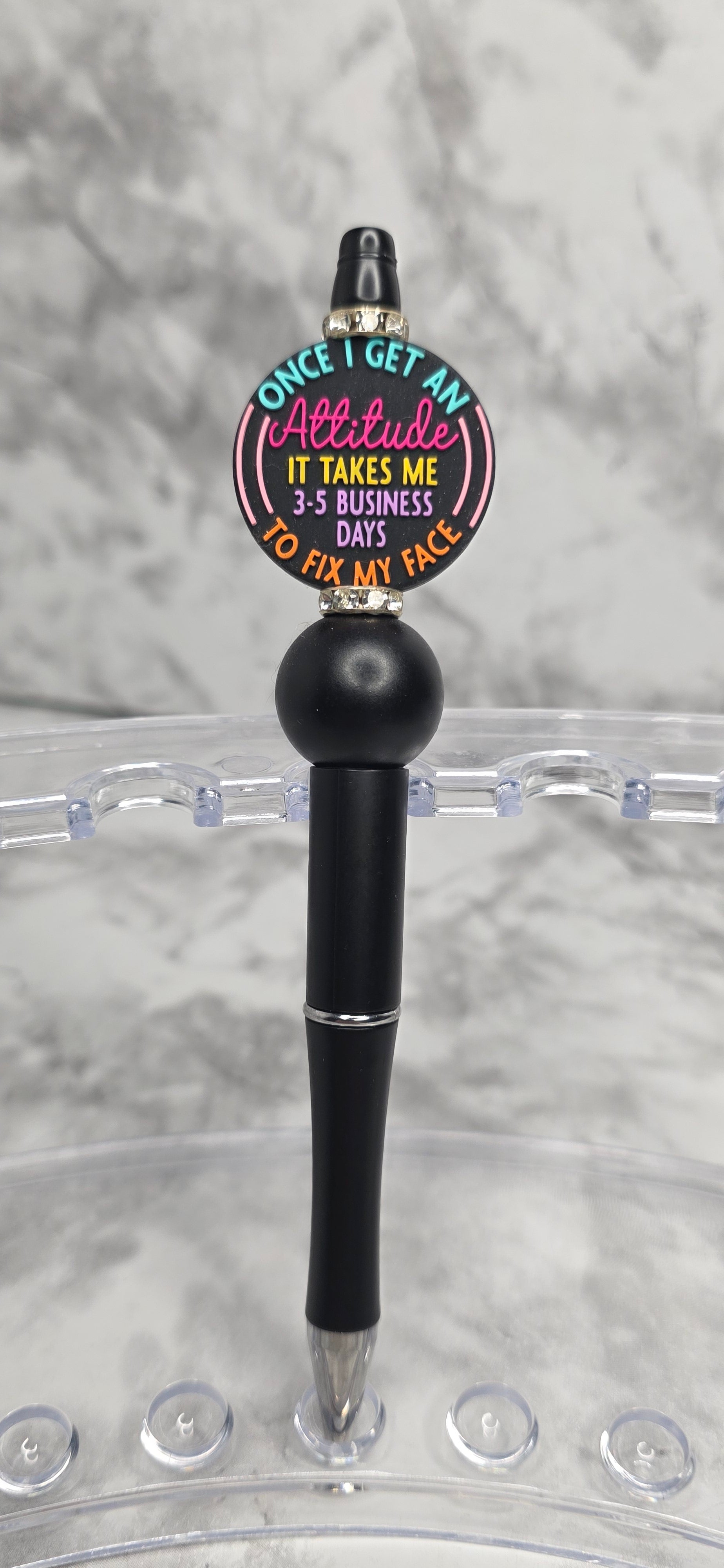 “Attitude” Funny Beaded Pen – Sassy Statement Handmade Pen