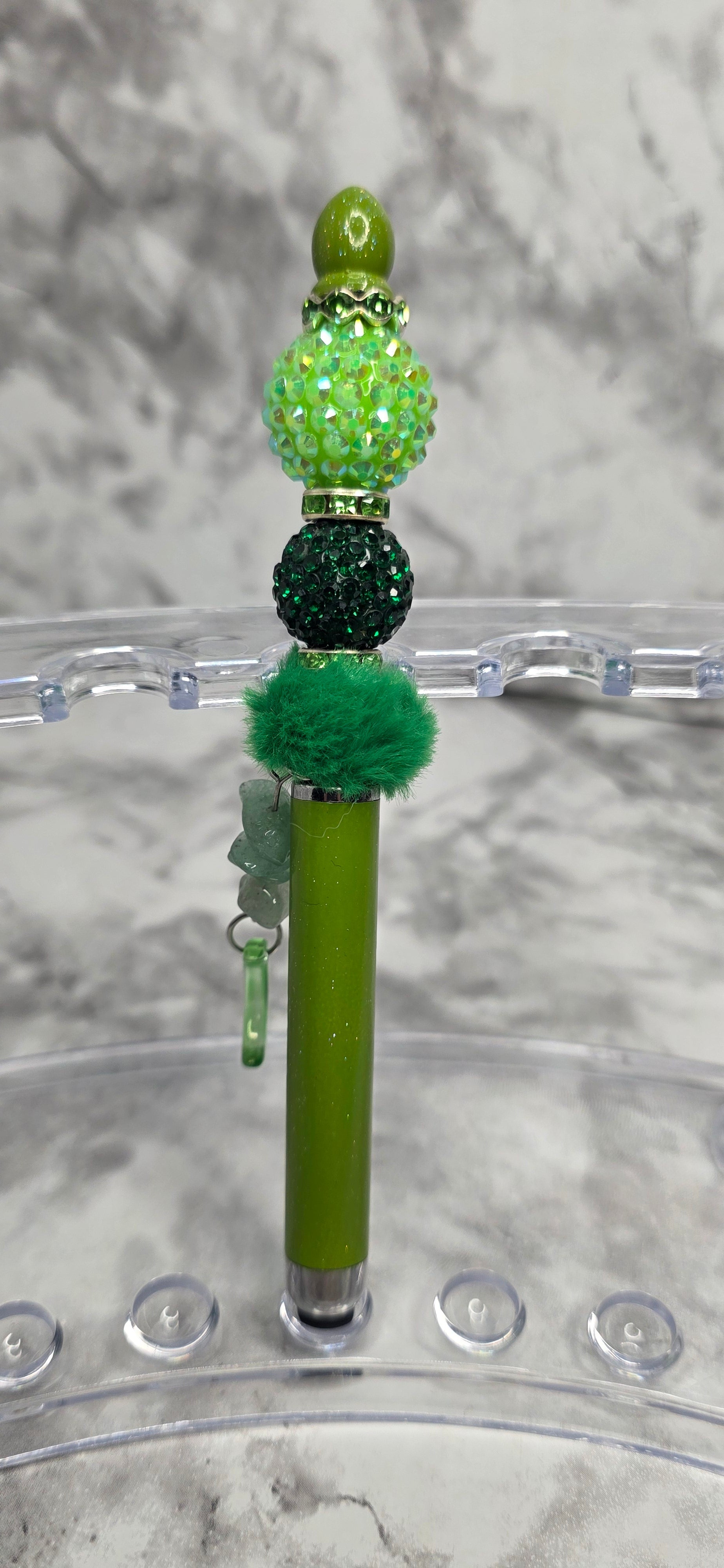 Emerald Glam Stylus Pen – Green Beaded Touchscreen Stylus