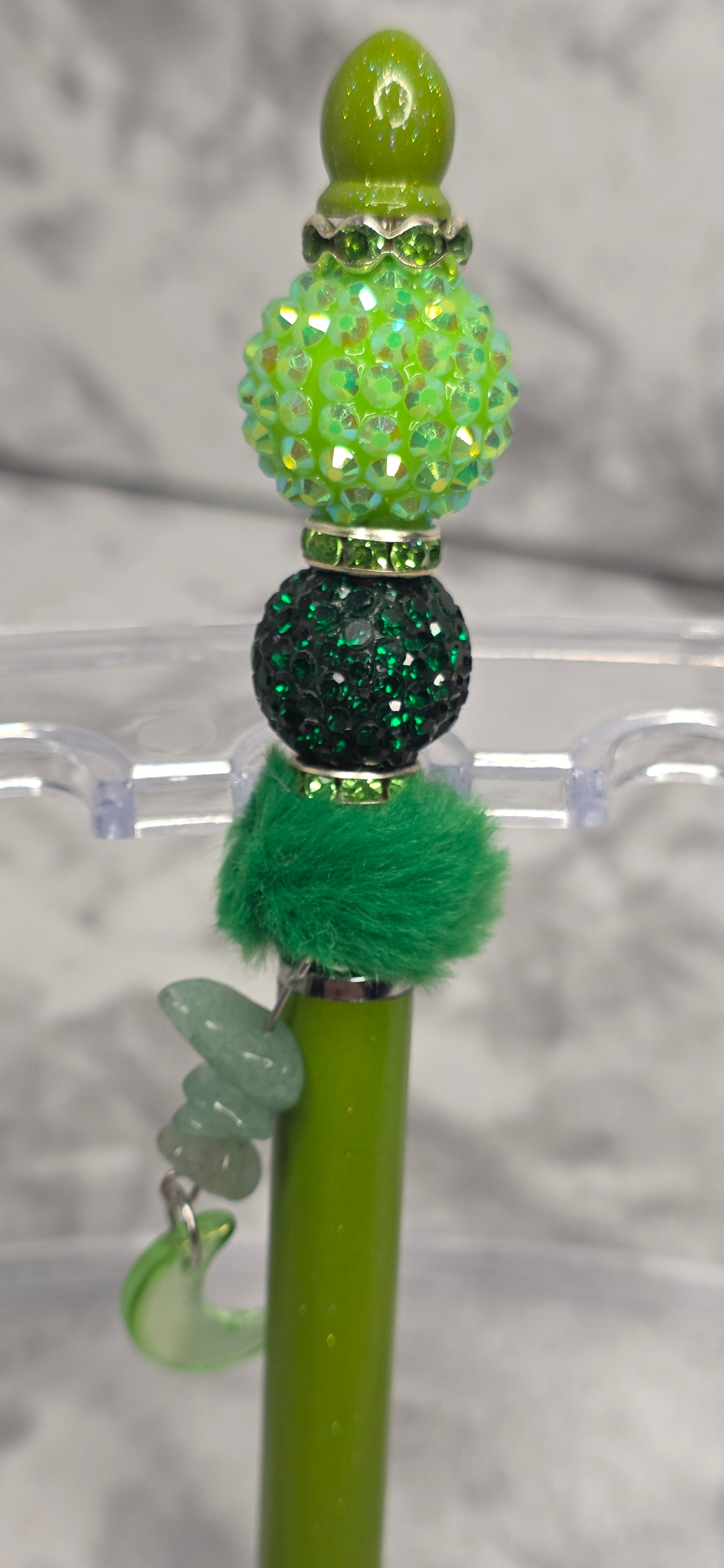 Emerald Glam Stylus Pen – Green Beaded Touchscreen Stylus
