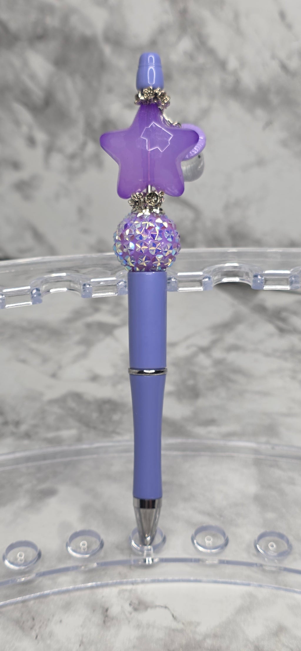 Purple Star Beaded Pen – Lavender Handmade Decorative Pen