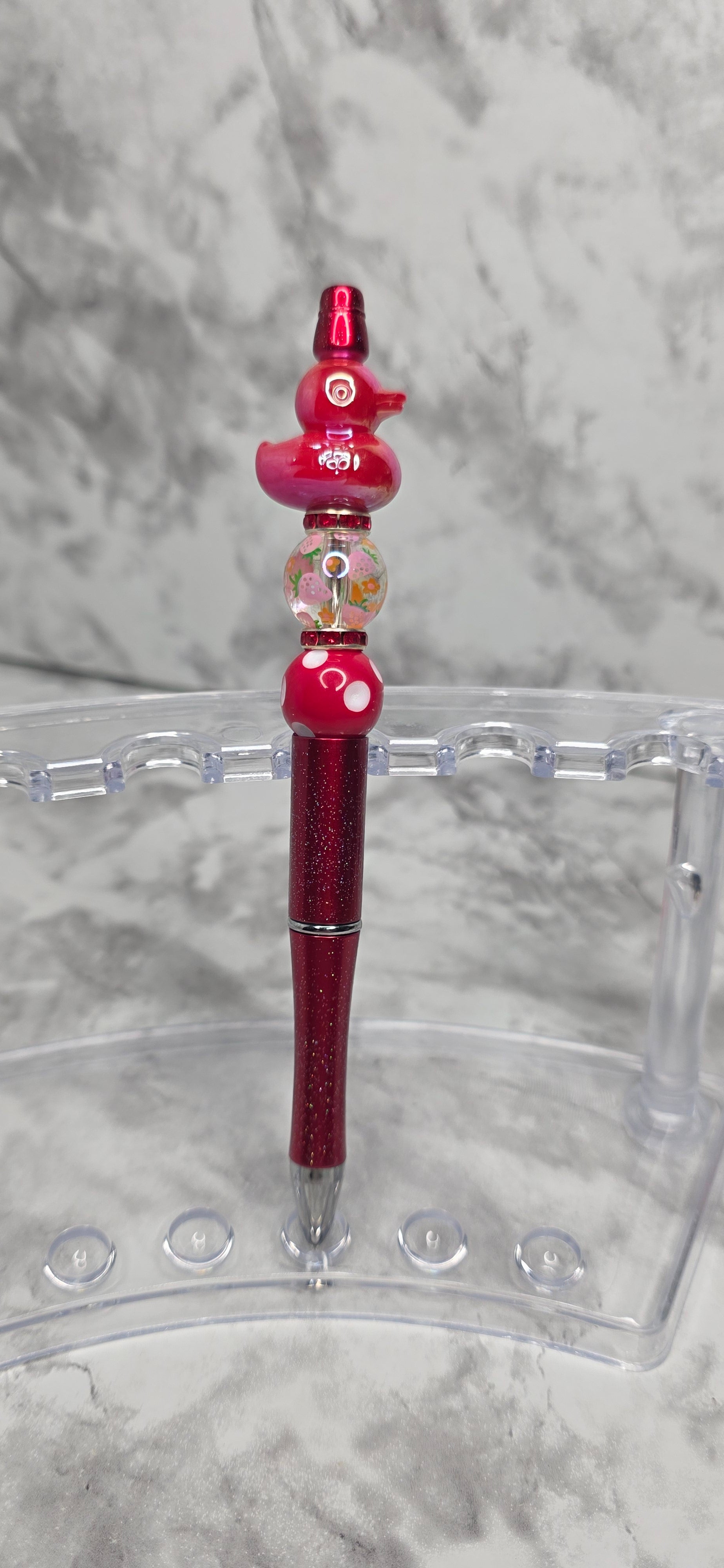 Red Duck Beaded Pen – Cute Handmade Novelty Pen