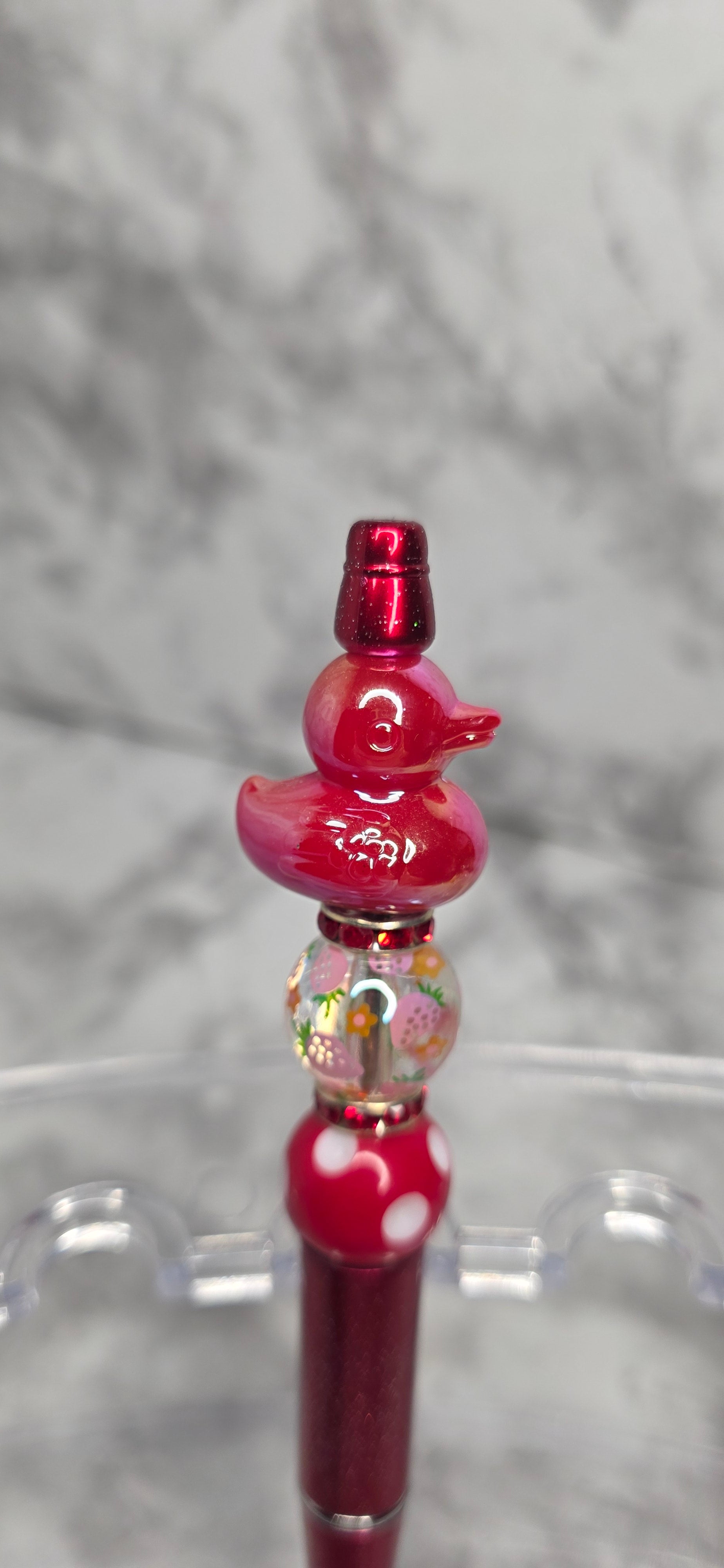 Red Duck Beaded Pen – Cute Handmade Novelty Pen