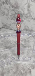 Ceramic Owl Beaded Pen – Burgundy Handmade Decorative Pen