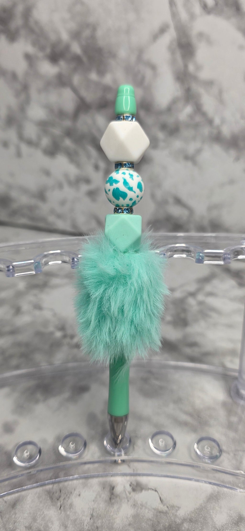 Mint Luxe Beaded Pen – Soft Aesthetic Handmade Pen