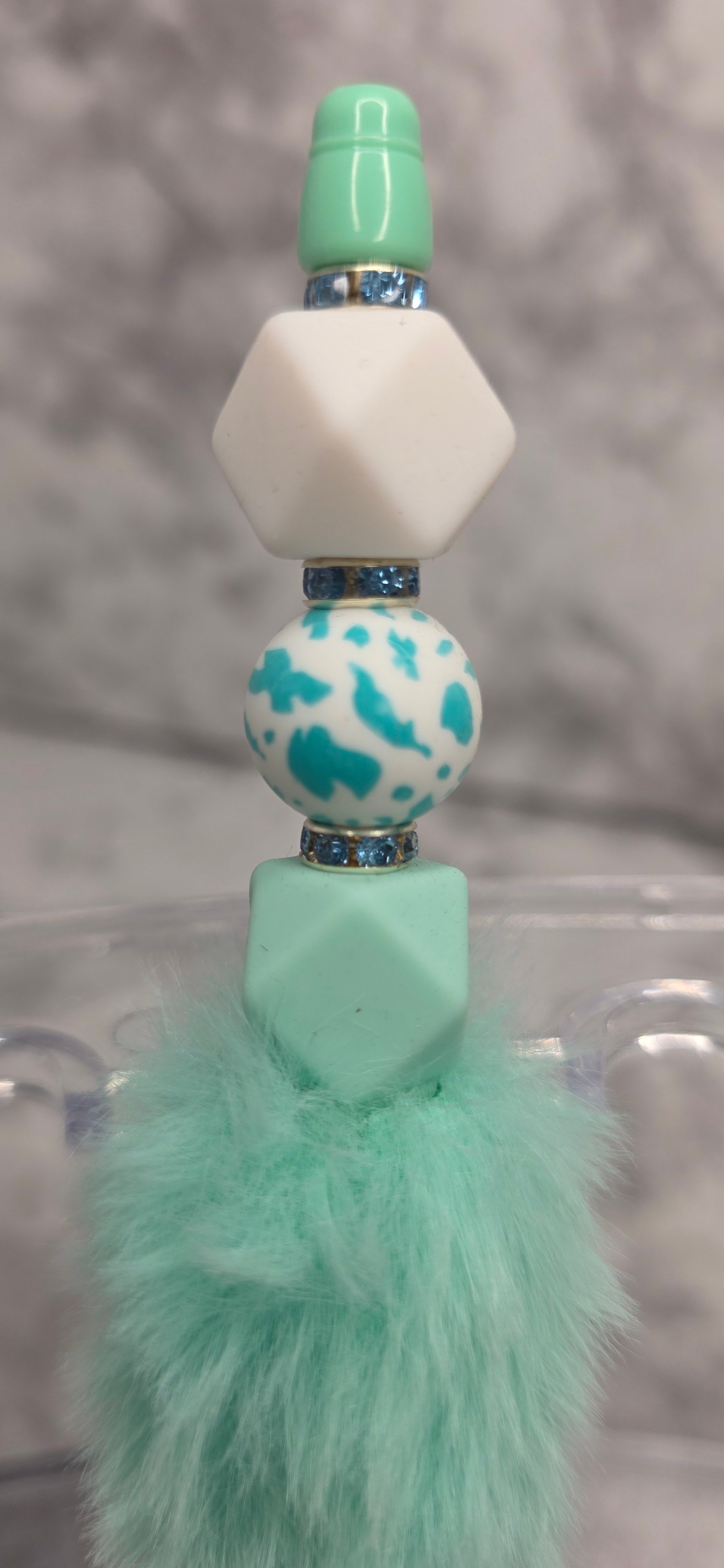 Mint Luxe Beaded Pen – Soft Aesthetic Handmade Pen
