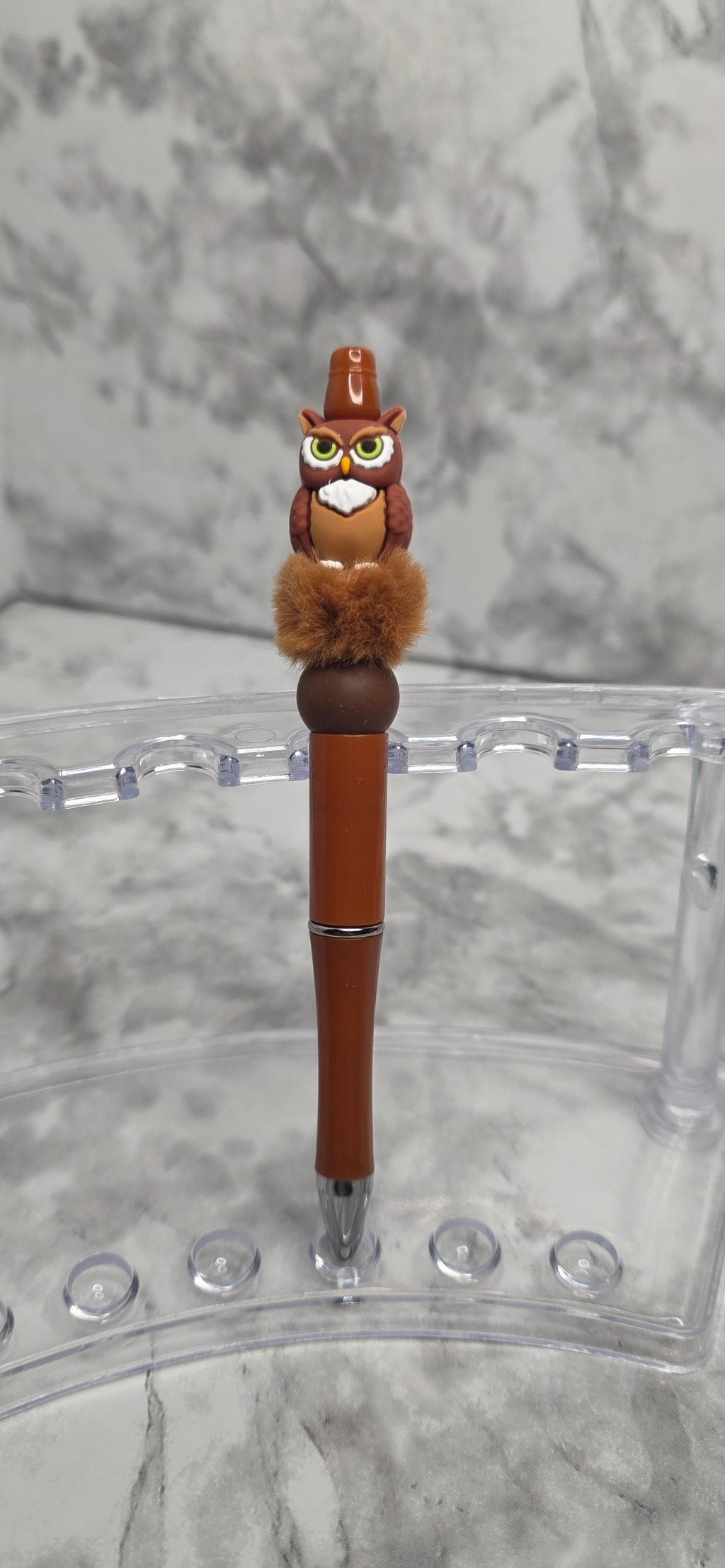 Wise Owl Beaded Pen – Cozy Fall Handmade Pen