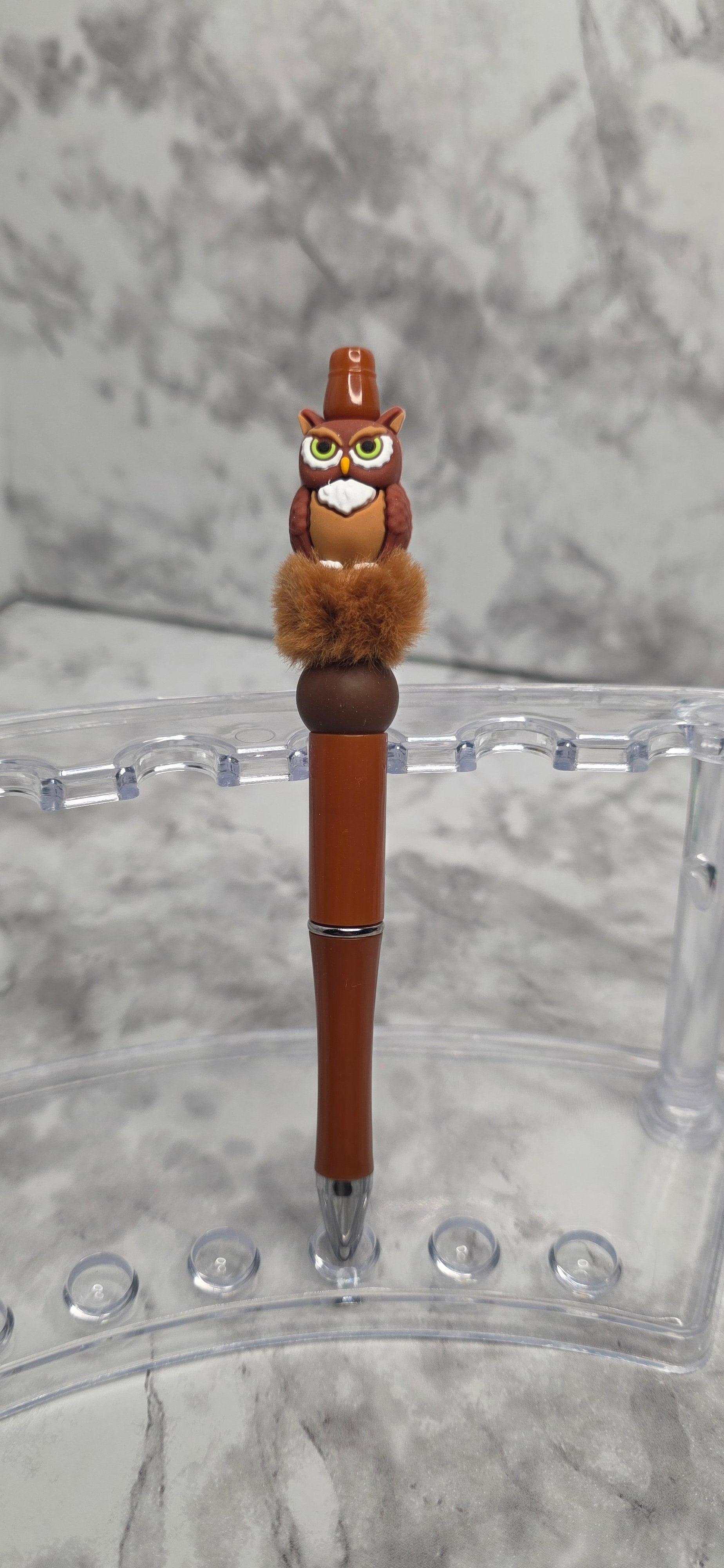 Wise Owl Beaded Pen – Cozy Fall Handmade Pen