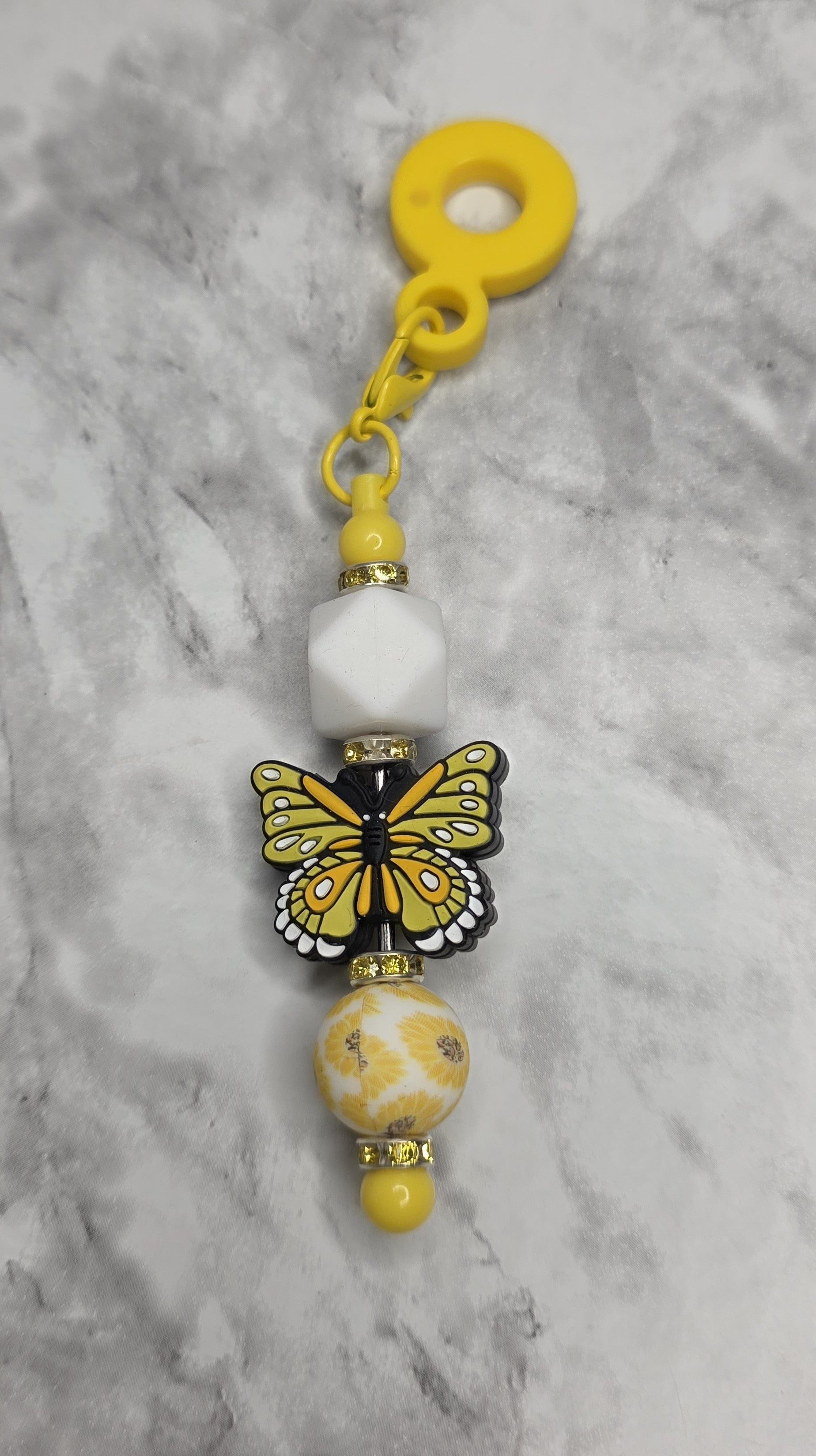 Yellow Butterfly Straw Charm – Bright Floral Cup Accessory