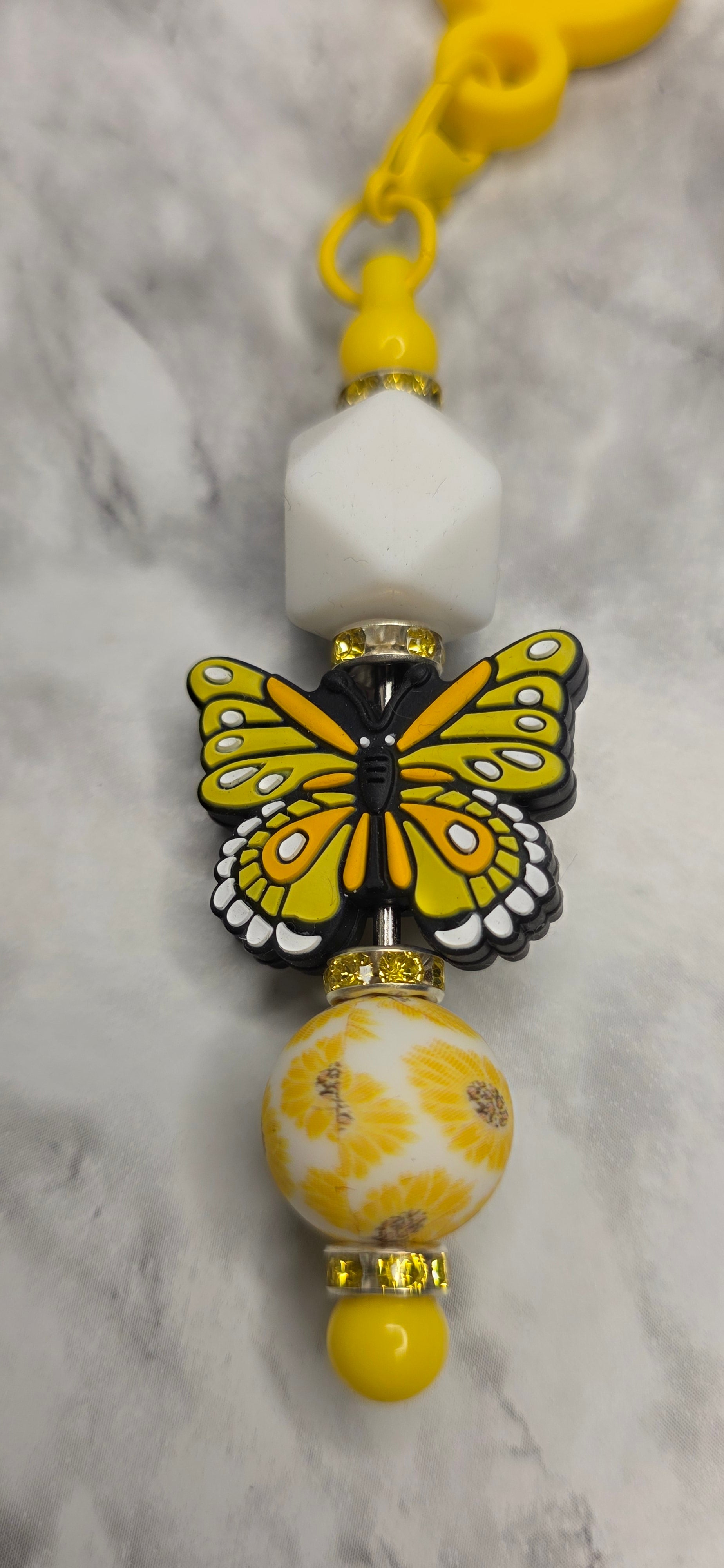 Yellow Butterfly Straw Charm – Bright Floral Cup Accessory
