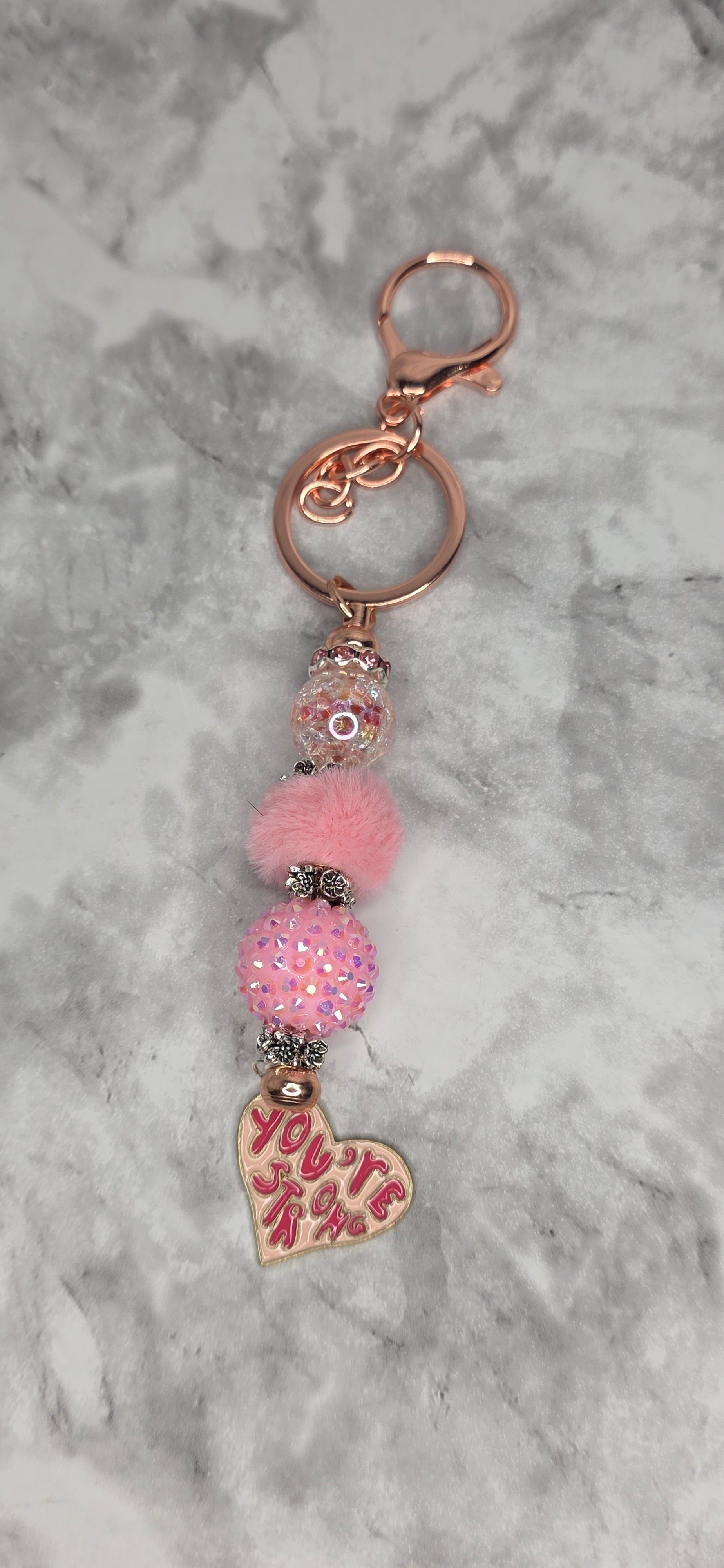 You’re So Loved” Heart Keychain – Pink Glam Charm