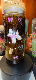 Pink Bow Snow-Globe Tumbler with Crystal-Ice Lid