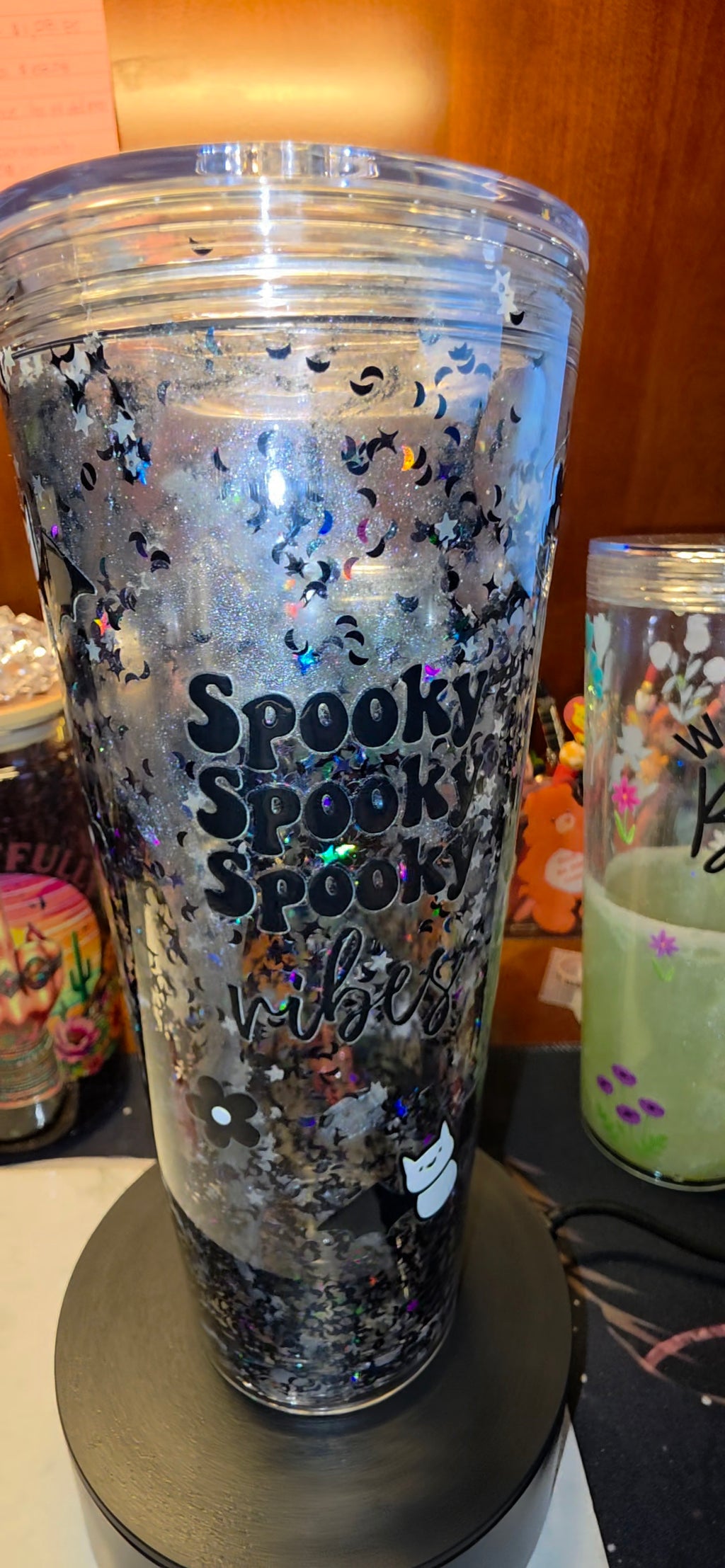 Spooky Vibes Glitter Snow-Globe Tumbler