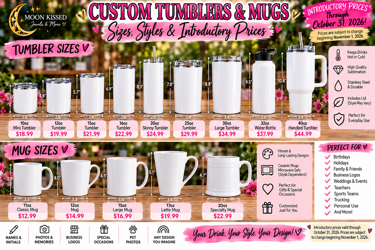Personalized Sublimation Tumbler & Mugs – Made Just for You! 💕