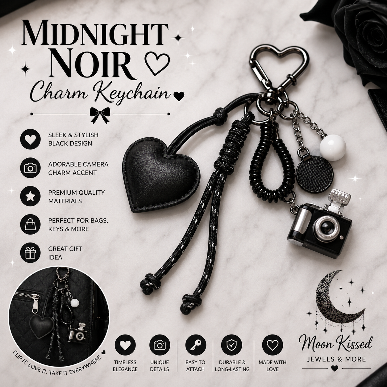 Midnight Noir Charm Keychain