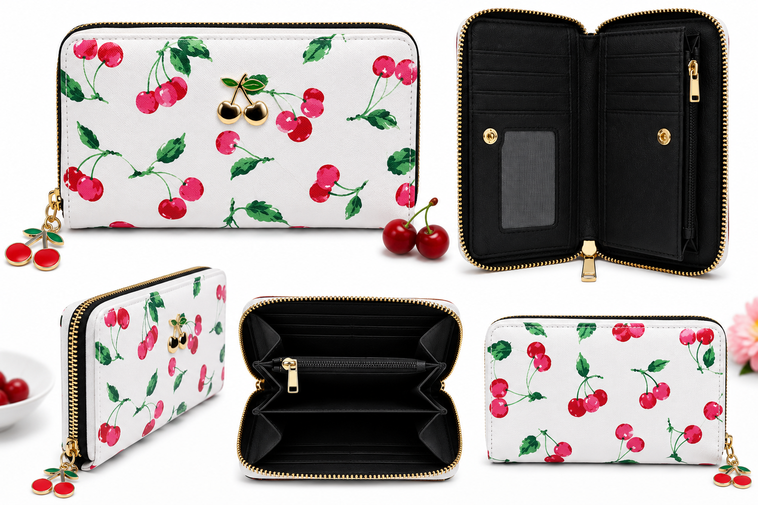 Cherry Blossom Zip-Around Wallet