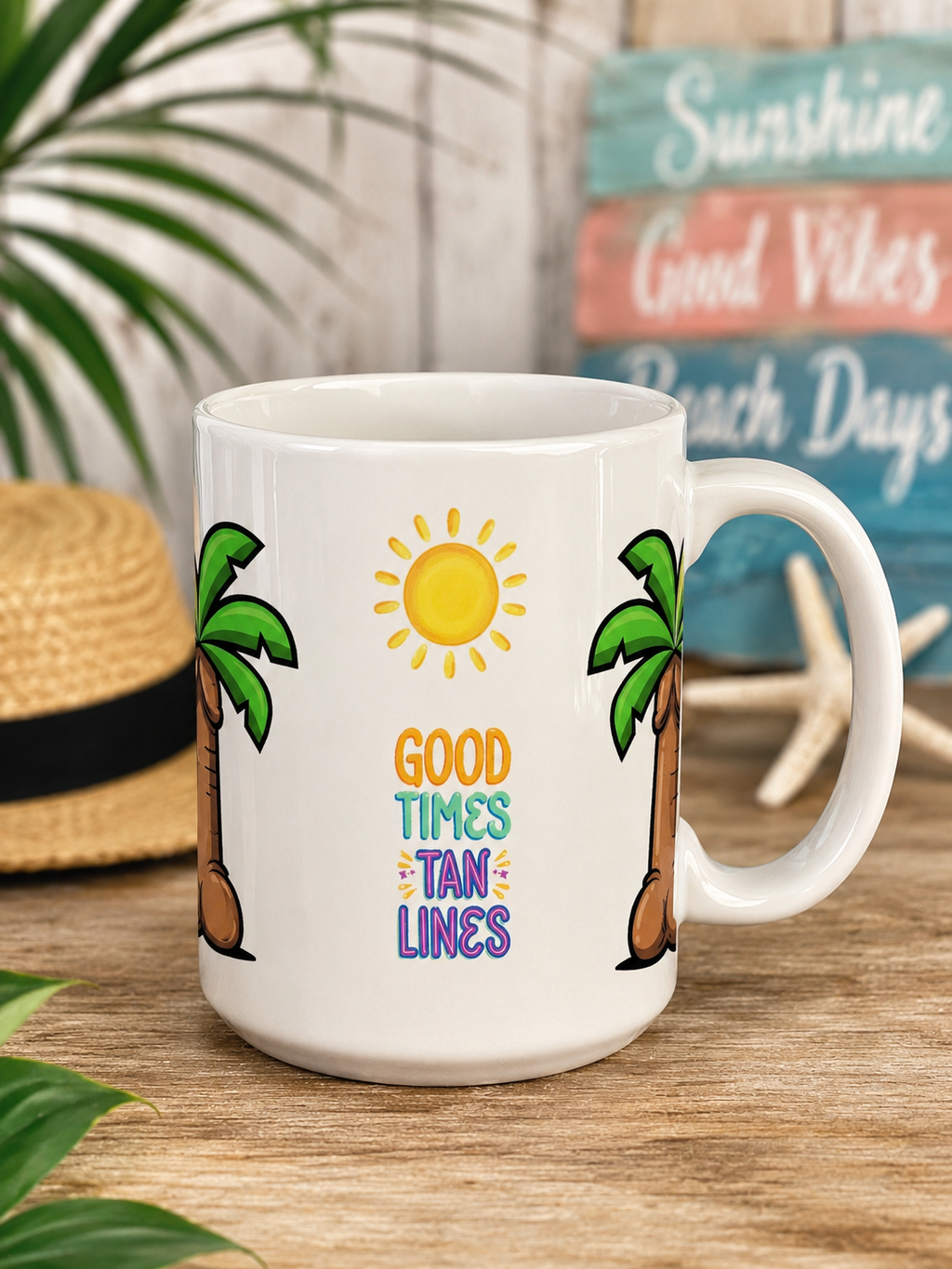 Good Times & Tan Lines Tropical Mug (Adult Humor)