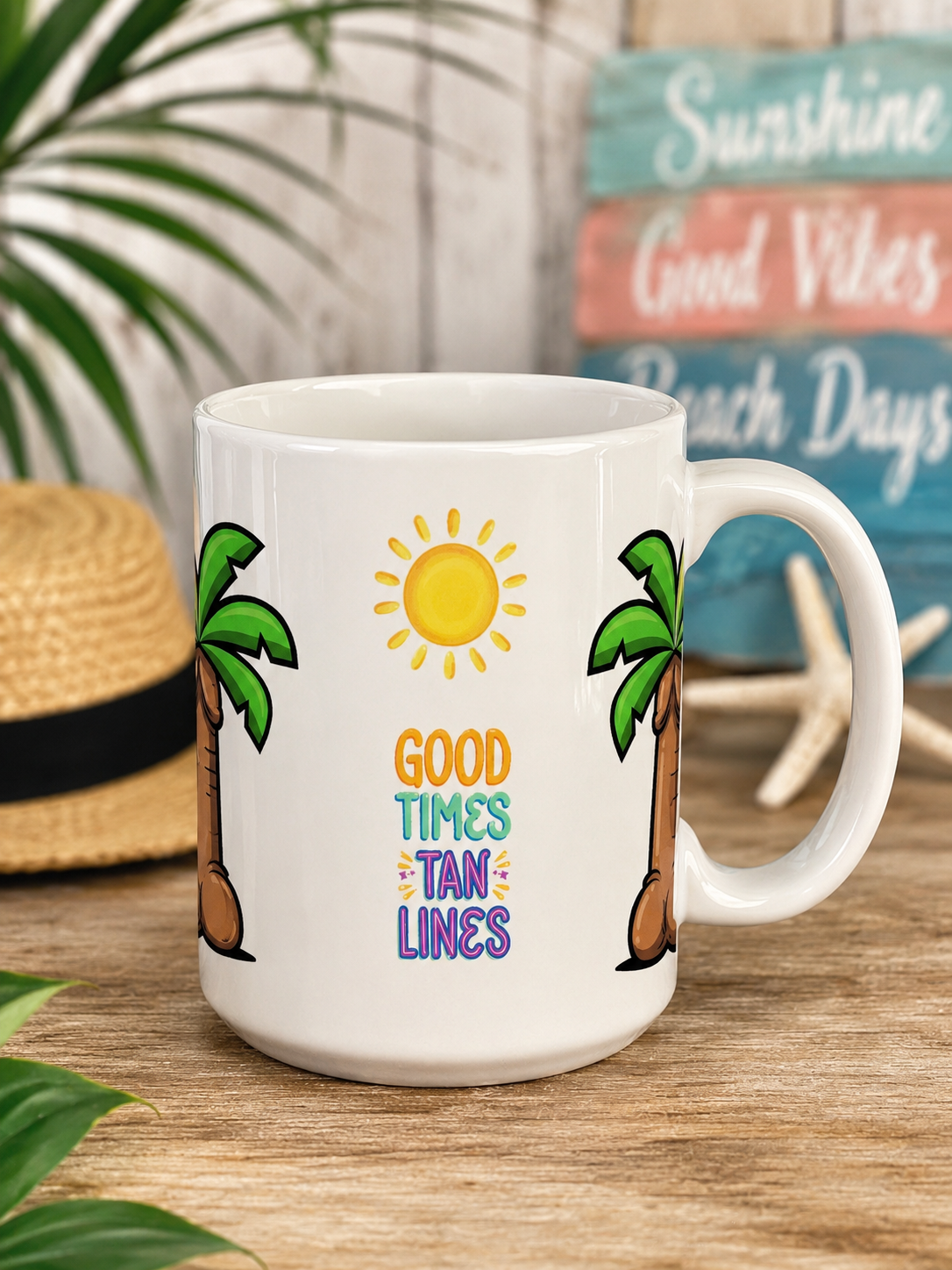Good Times & Tan Lines Tropical Mug (Adult Humor)