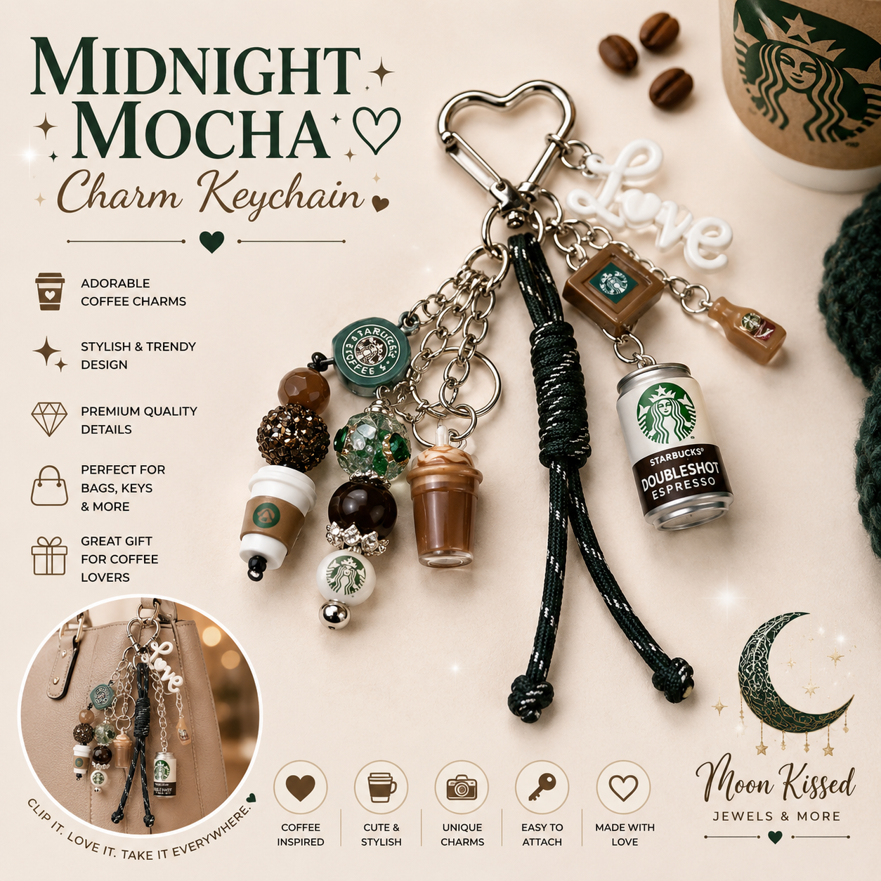 Mocha Charm Keychain