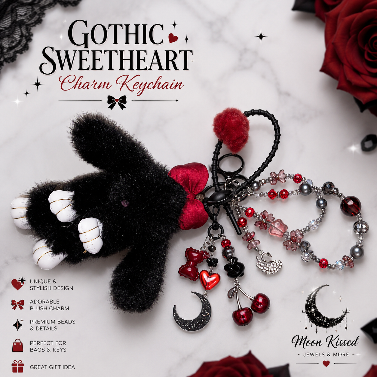 Midnight Enchantment Bunny Charm Keychain