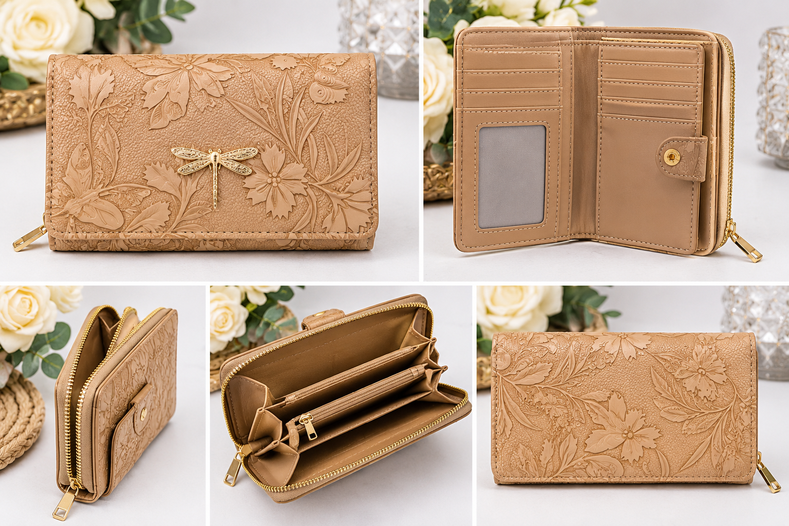 Golden Meadow Mini Dragonfly Wallet – Sand Beige