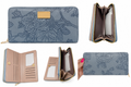 Aqua Blossom Zip Around Wallet