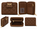 Golden Mini Dragonfly Quilted Wallet – Rich Cocoa Brown