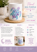 Floral Sea Turtle Ceramic Mug