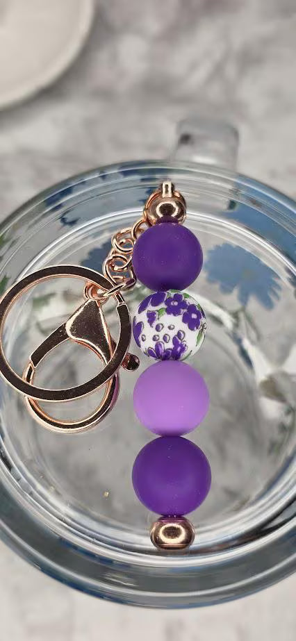Purple Floral Keychain