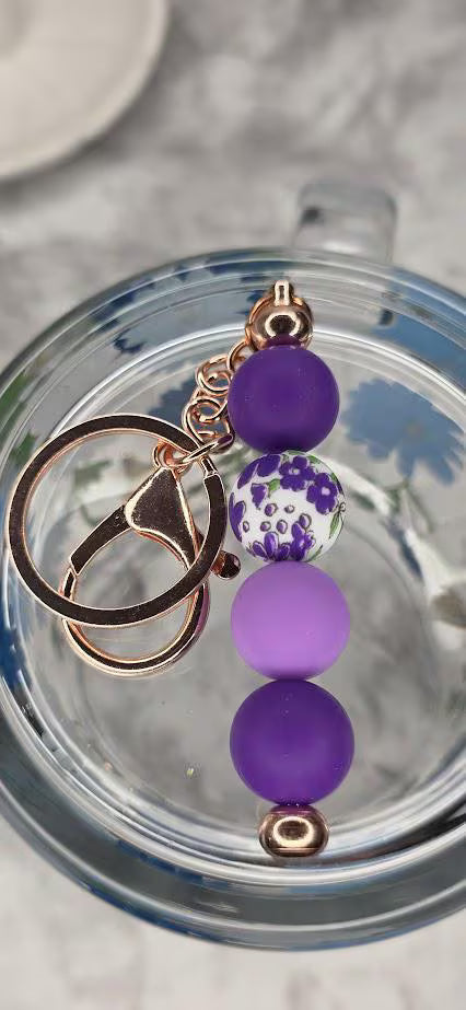 Purple Floral Keychain