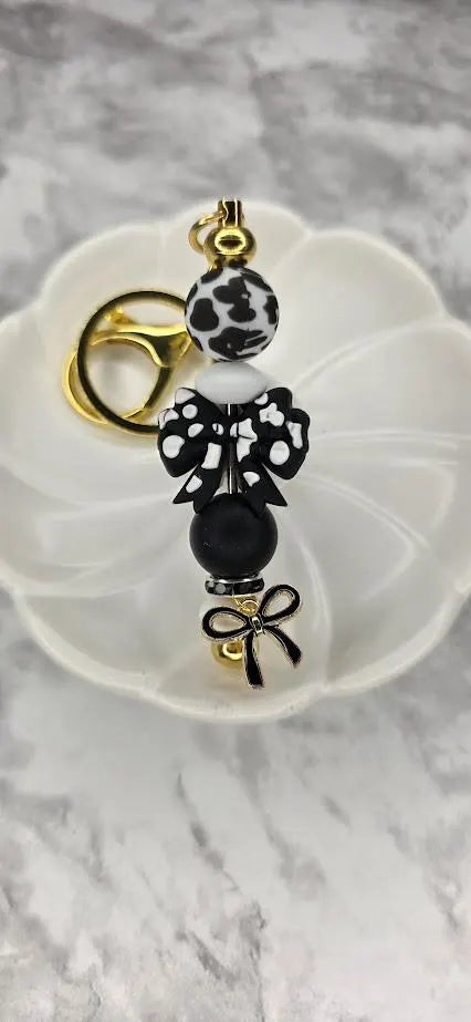 Black & White Bow Keychain