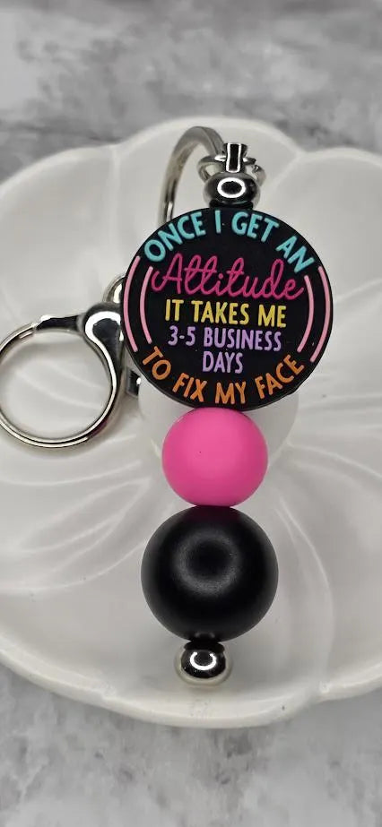 Attitude Keychain (Pink & Black)