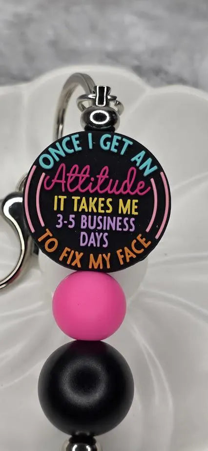 Attitude Keychain (Pink & Black)