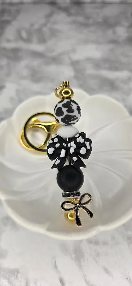 Black & White Bow Keychain