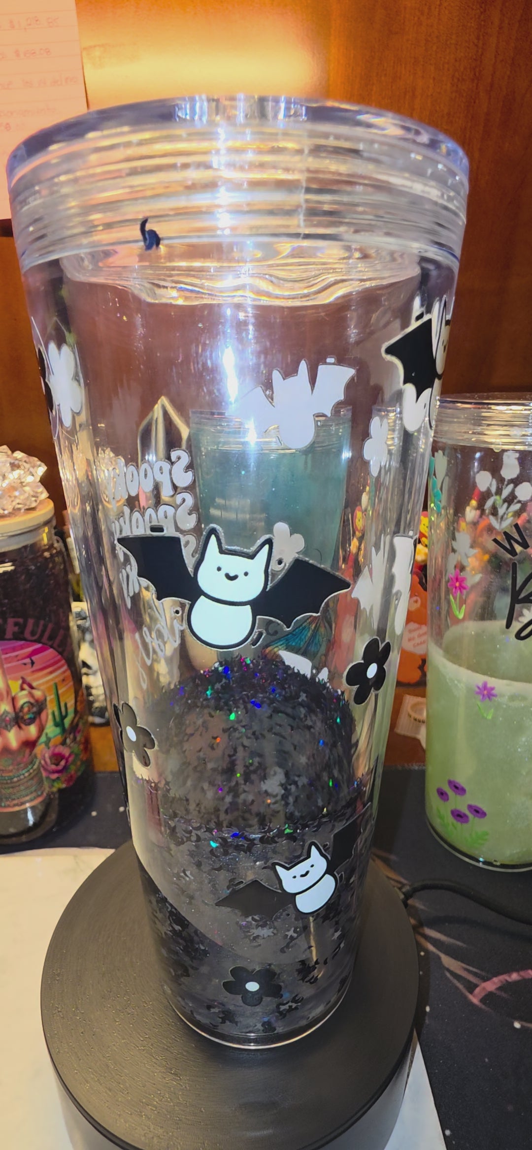 Spooky Vibes Glitter Snow-Globe Tumbler