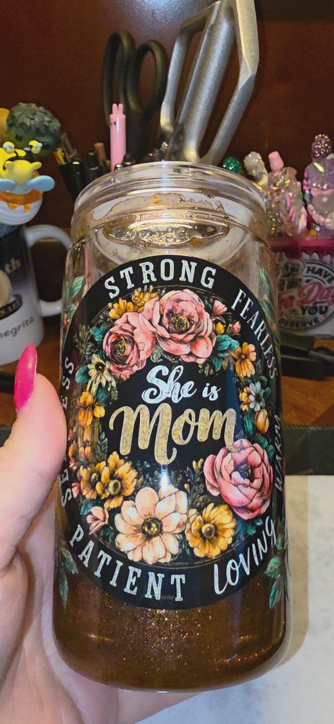She Is Mom Snow Globe Cup