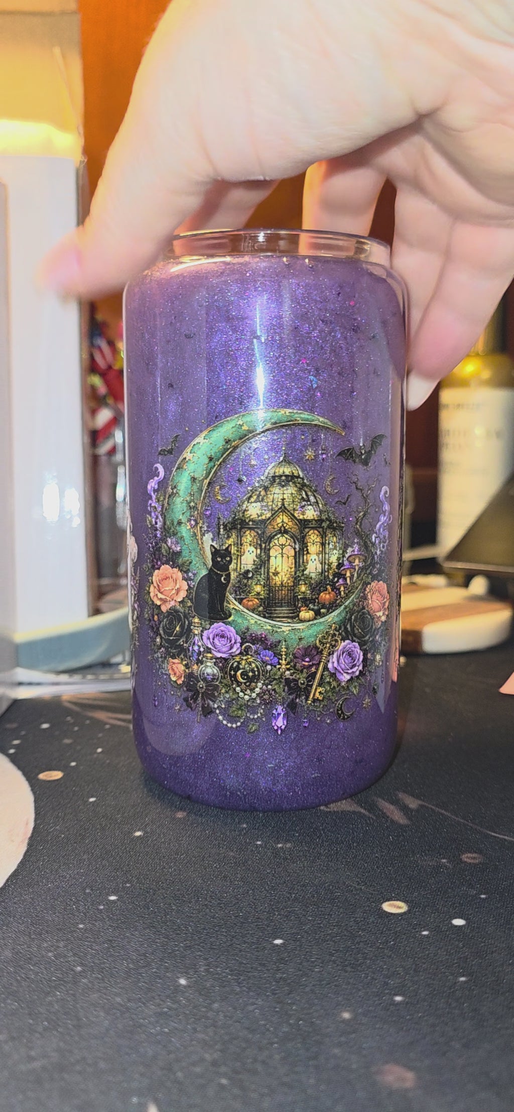 Purple Enchanted Halloween Glitter Tumbler 🎃👻💜