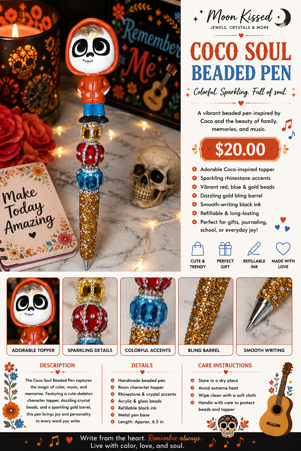 💀 Coco Soul Beaded Pen