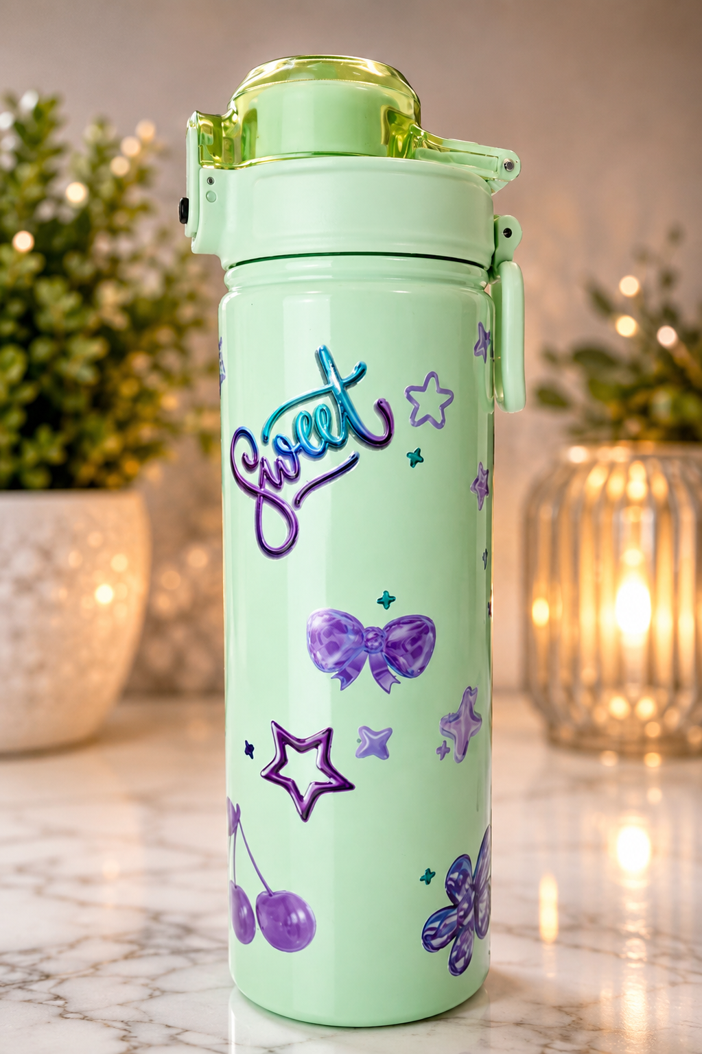 Sweet Mint Green Bow Bottle